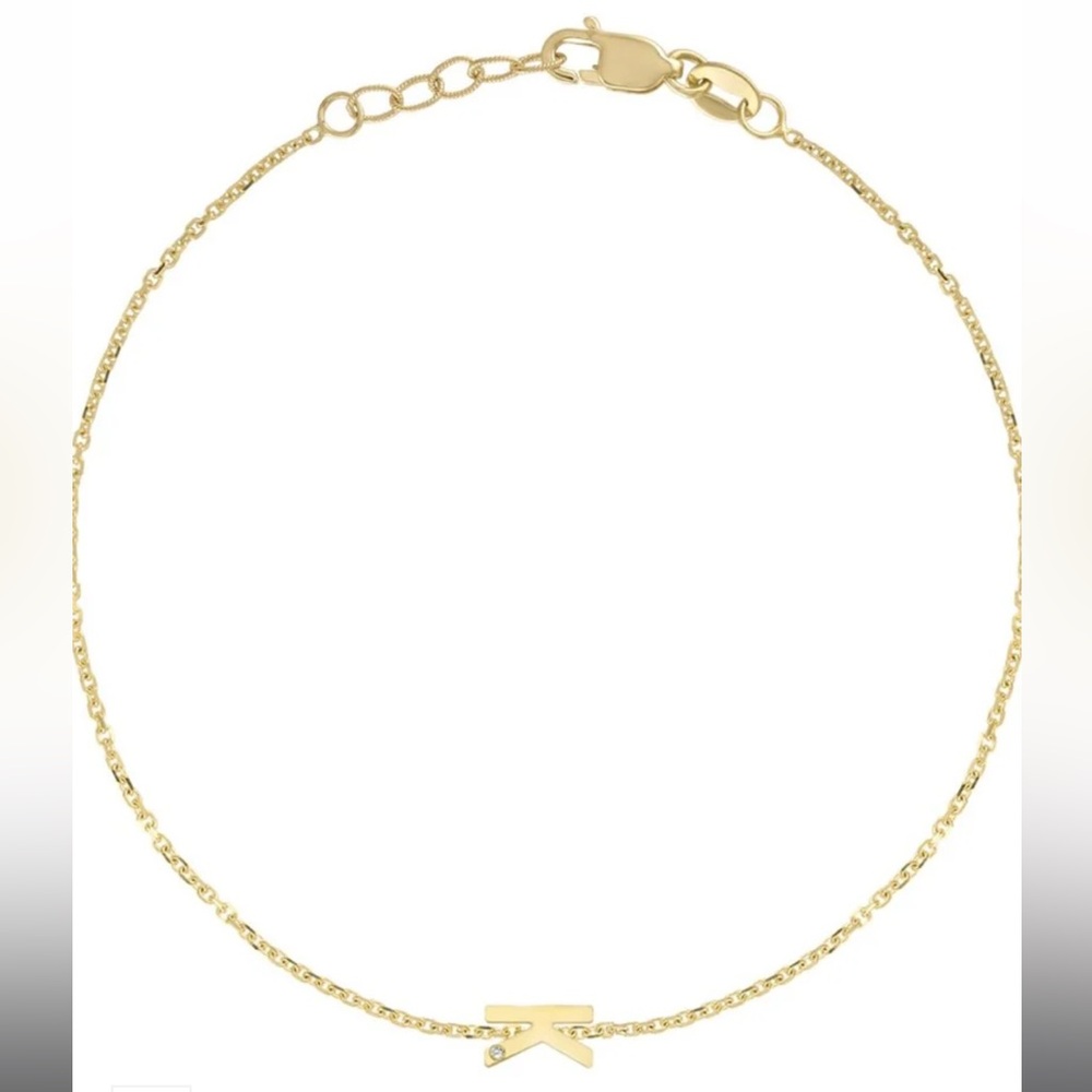 Kelly Bello 14K Yellow Gold Mini Letter Bracelet “K”